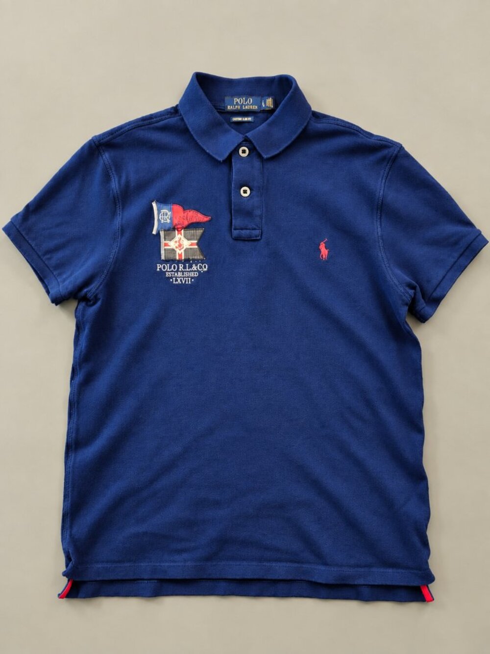 Vintage Polo Ralph Lauren Yacht Club Nautical Polo Navy Blue L